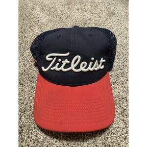 Titleist USA Flag Patch Golf Adjustable Hat Cap Red Blue White Mesh Back Strap